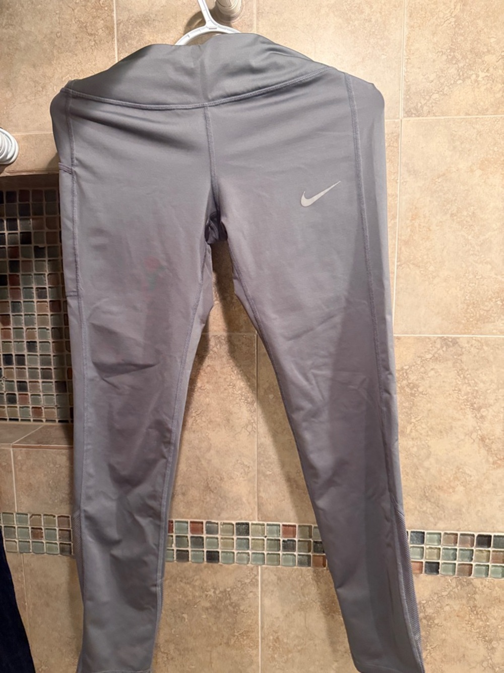 Nike Gray Performance Leggings with Reflective Swoosh